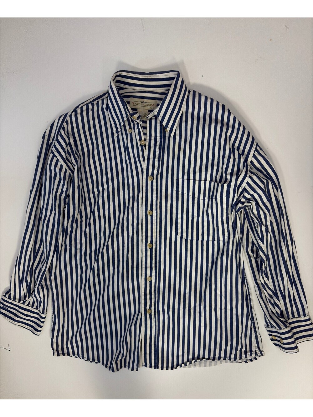 Natural Issue blue striped button-up shirt